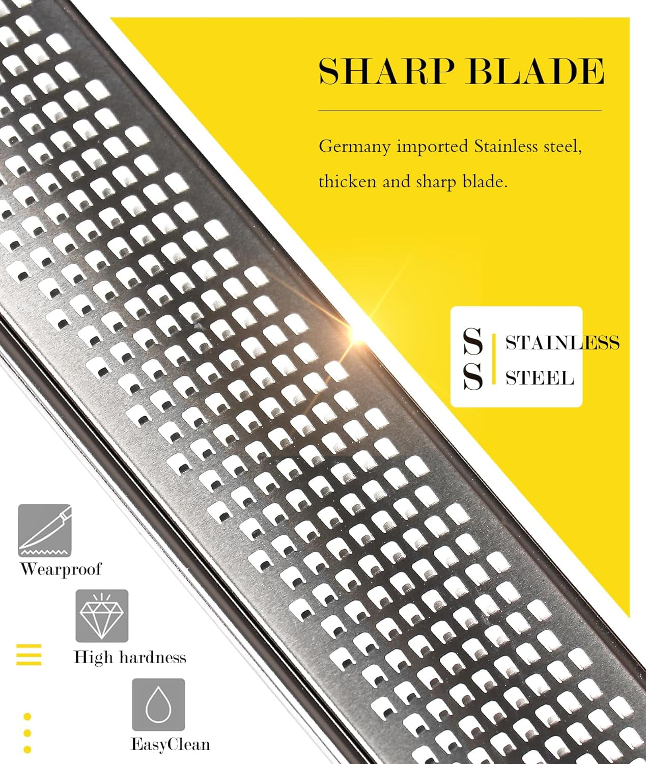 Stainless Steel Kitchen Zester and Grater for Citrus, Cheese, and Vegetables with Cleaning Brush, Dishwasher Safe, Black