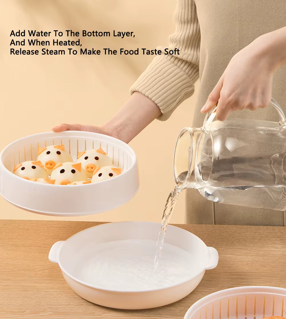 Microwave Heating Steamer Household Large Capacity Steamer Kitchen Steamer Box Steamer Rack Can Exhaust Steam