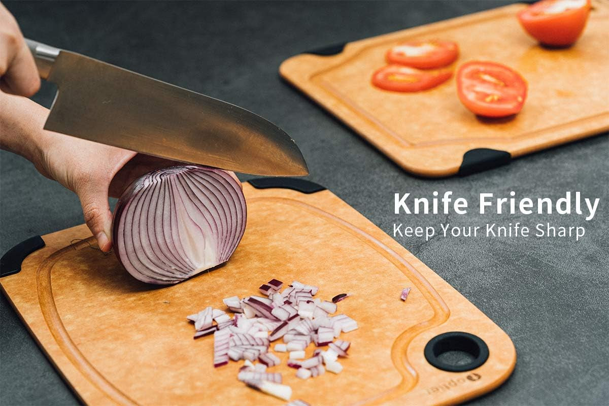 Premium Wood Fiber Cutting Board - Non-Slip, Reversible, Eco-Friendly, Compact 11.5 x 9.25-Inch Chopping Board in Natural Slate