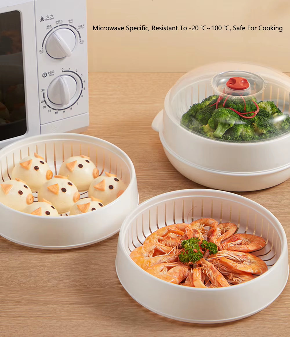 Microwave Heating Steamer Household Large Capacity Steamer Kitchen Steamer Box Steamer Rack Can Exhaust Steam