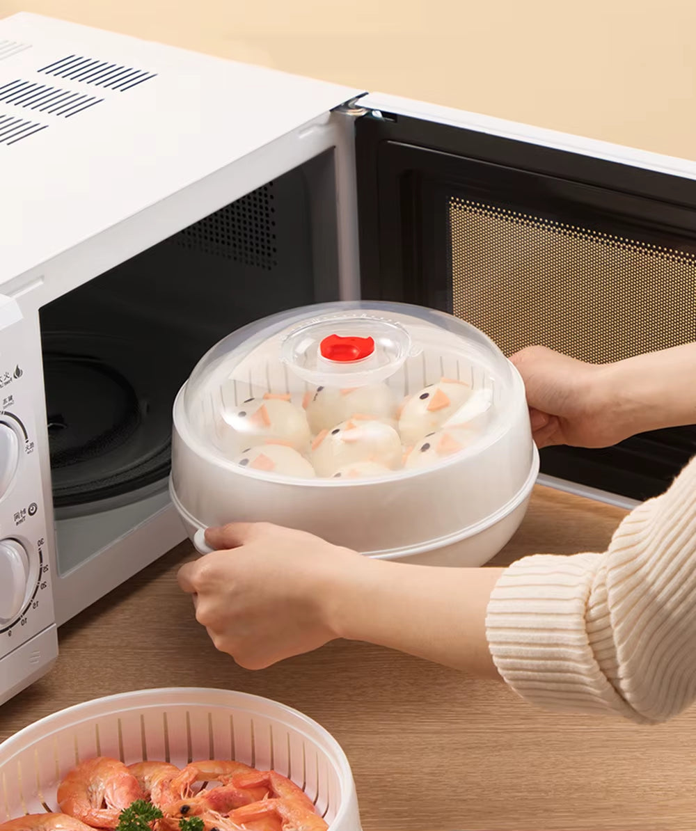 Microwave Heating Steamer Household Large Capacity Steamer Kitchen Steamer Box Steamer Rack Can Exhaust Steam
