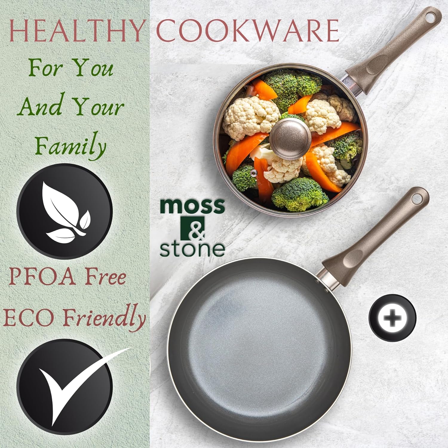 6-Piece Dark Grey Nonstick Cookware Set with Glass Lids, Induction-Compatible Pots and Pans, Featuring Stay-Cool Handles and PTFE/PFOA-Free Materials
